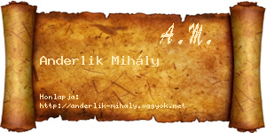 Anderlik Mihály névjegykártya