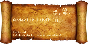 Anderlik Mihály névjegykártya